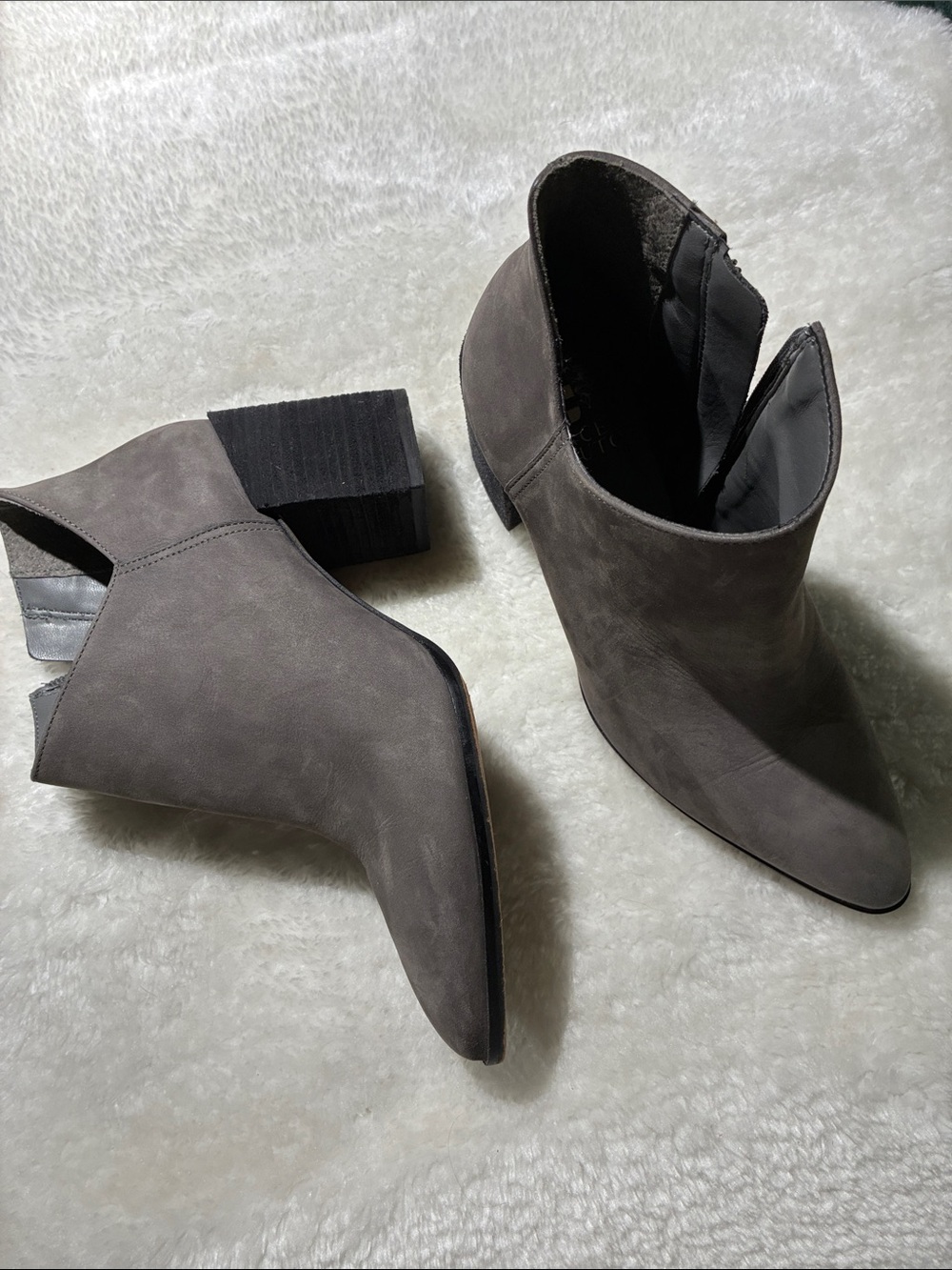 Vince Camuto Gray Suede Cutout Ankle Booties